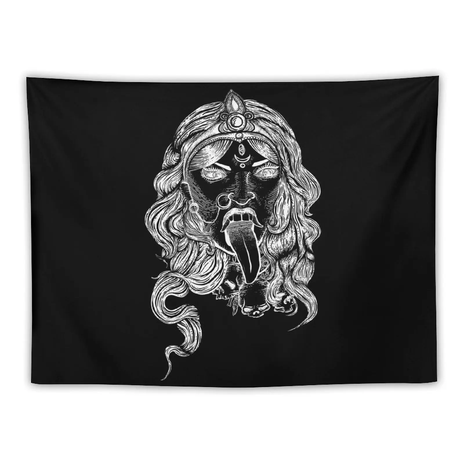 

Kali Ma Illustration, Destroyer of Evil, Hand drawn Hindu Goddess Tapestry Cute Decor Room Decorations Aesthetics Tapestry