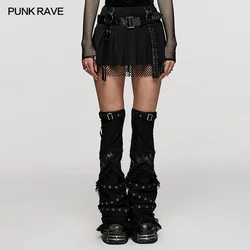 PUNK RAVE Women's Punk Sexy Vibrant Short Pleated Mini Skirt Daily Faux Leather   Women Clothing