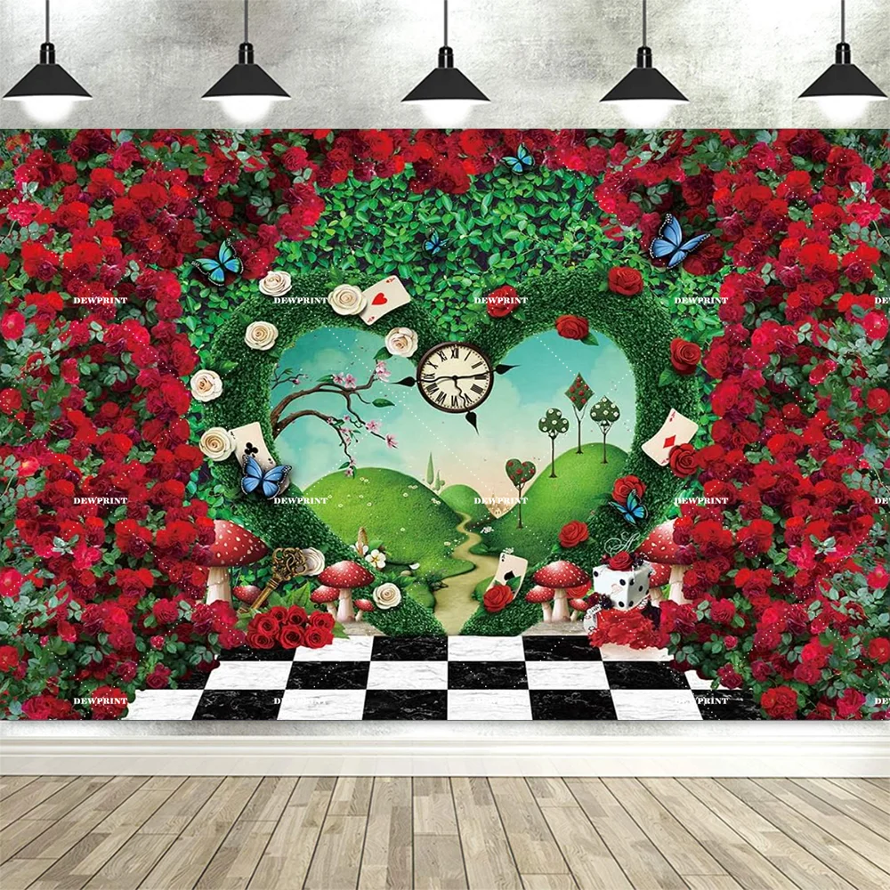 العجائب مسحور حفلة الشاي التصوير خلفية الاطفال خرافة العشب عيد ميلاد خلفية الشطرنج أرنب صور الدعائم