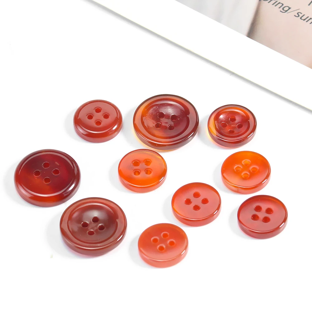 Natural Carnelian 4-holes Flatback Button Red Onyx Quartz Tourmaline Spacer Beads Garments Coat Apparel Sewing Crafts Supplies