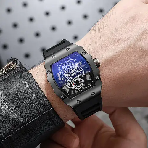 Imagen 2 del producto 1/2 Uds. Reloj de cuarzo de lujo con esfera grande para Hombre, correa de silicona informal, relojes deportivos para Hombre (sin caja)