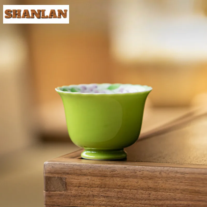 

2pc/lot Hand-painted Grape Teacup Elegant Tea Bowl Cup For Tea Tea-tasting Personal Cup Jianzhan Master Cups Tea Services 65ml