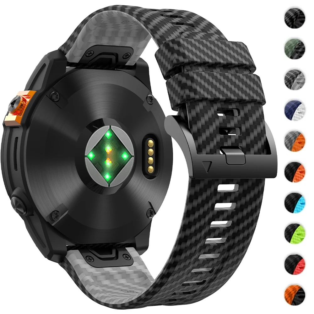 

22 26mm Carbon Fiber Silicone Band for Garmin Fenix 8/5X/6X/7x /Tactix7pro Quick Release Watch Band Replacement for Garmin Strap