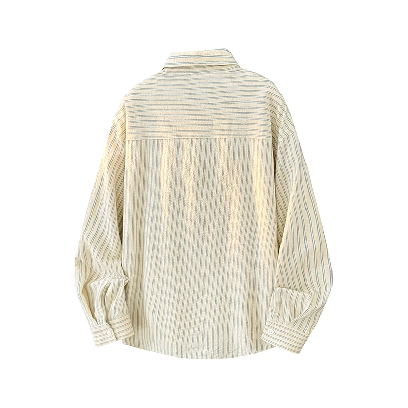 Premium Blue Striped Long Sleeve Shirt for Men and Women - Spring/Autumn Casual Workwear Couple Top
