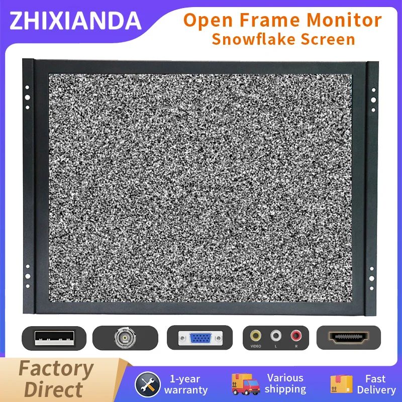 15 17 19 Inch 4:3 Ratio Open Frame Industrial Monitor No Signal Snowflake Without Touch Screen AV BNC Display For FPV