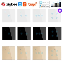 Tuya Zigbee EU UK Smart Touch Wall Light Switch Neutral Line Required Smart Life App Smart Home Control, Alexa Google Home Alice