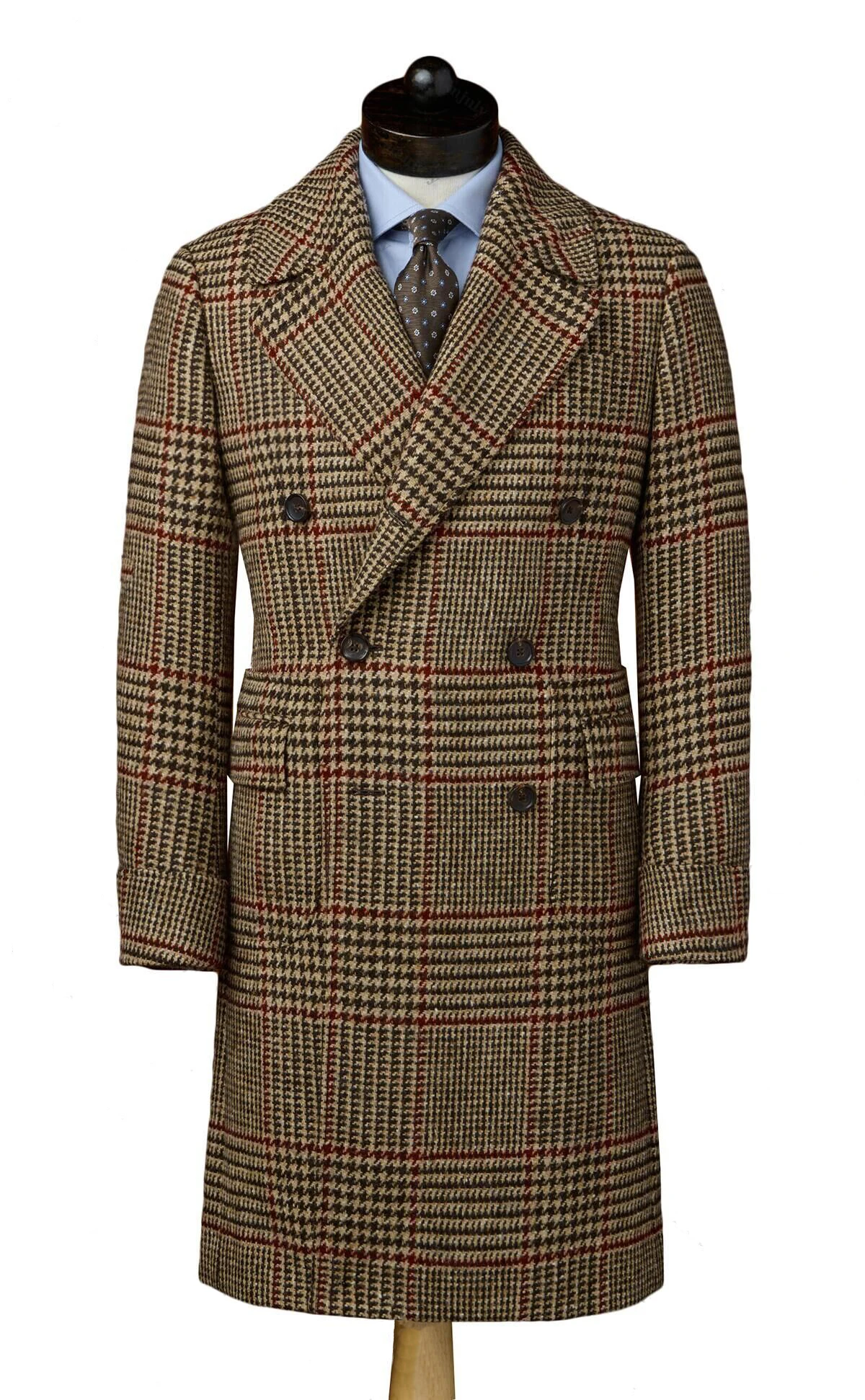 Trenchcoat Heren Herfst En Winter Nieuwe Houndstooth Lange Wollen Jas Voor Heren Business Casual Windjack Heren Kleding