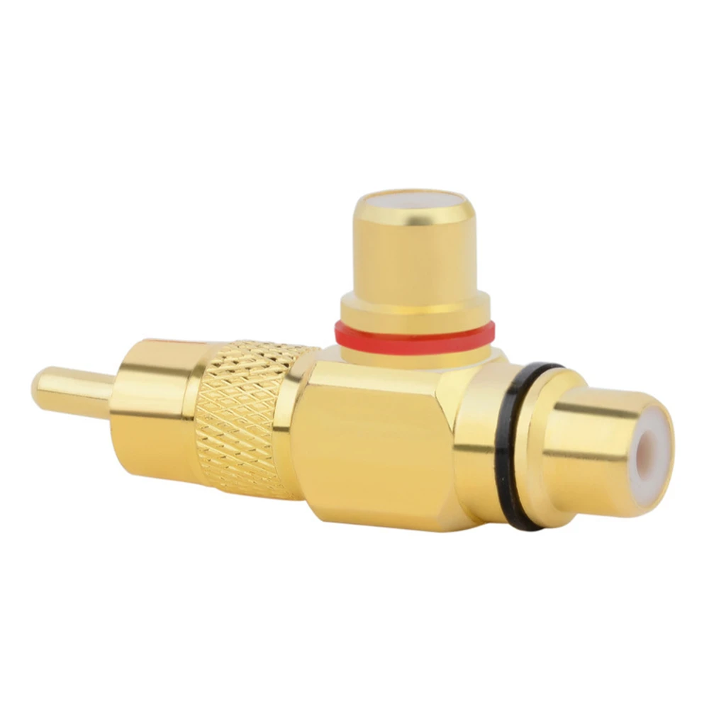Vergulde Rca Mannelijk Naar 2 Vrouwelijke Rca Splitter Adapter Av Video Audio T Plug Rca 3 Way Plug R Connector