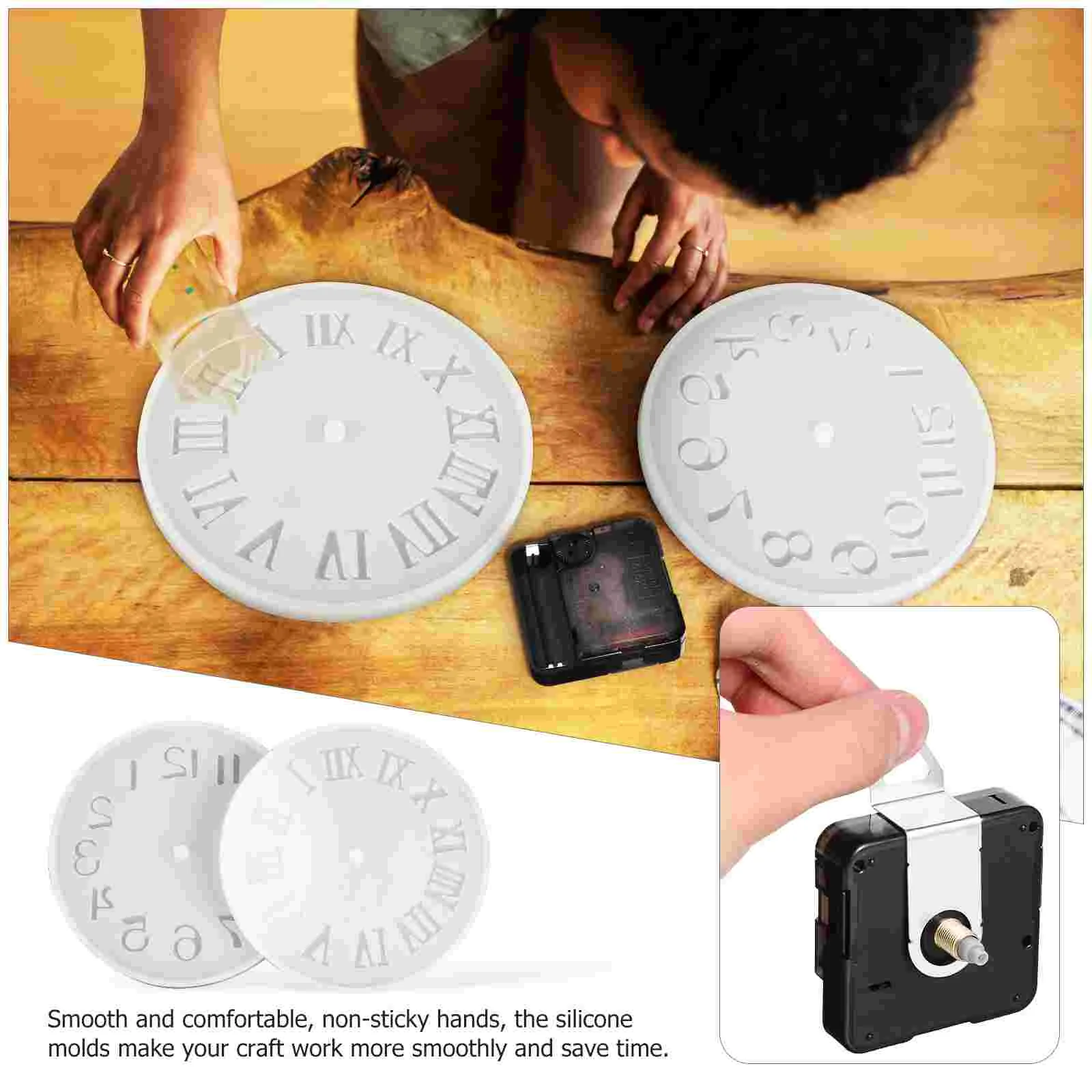 2 Sets Silicone Mold Alarm Clock Wall Mechanism Replacement Kit Suite Mold: Pointer: Aluminum Molds for Epoxy Resin