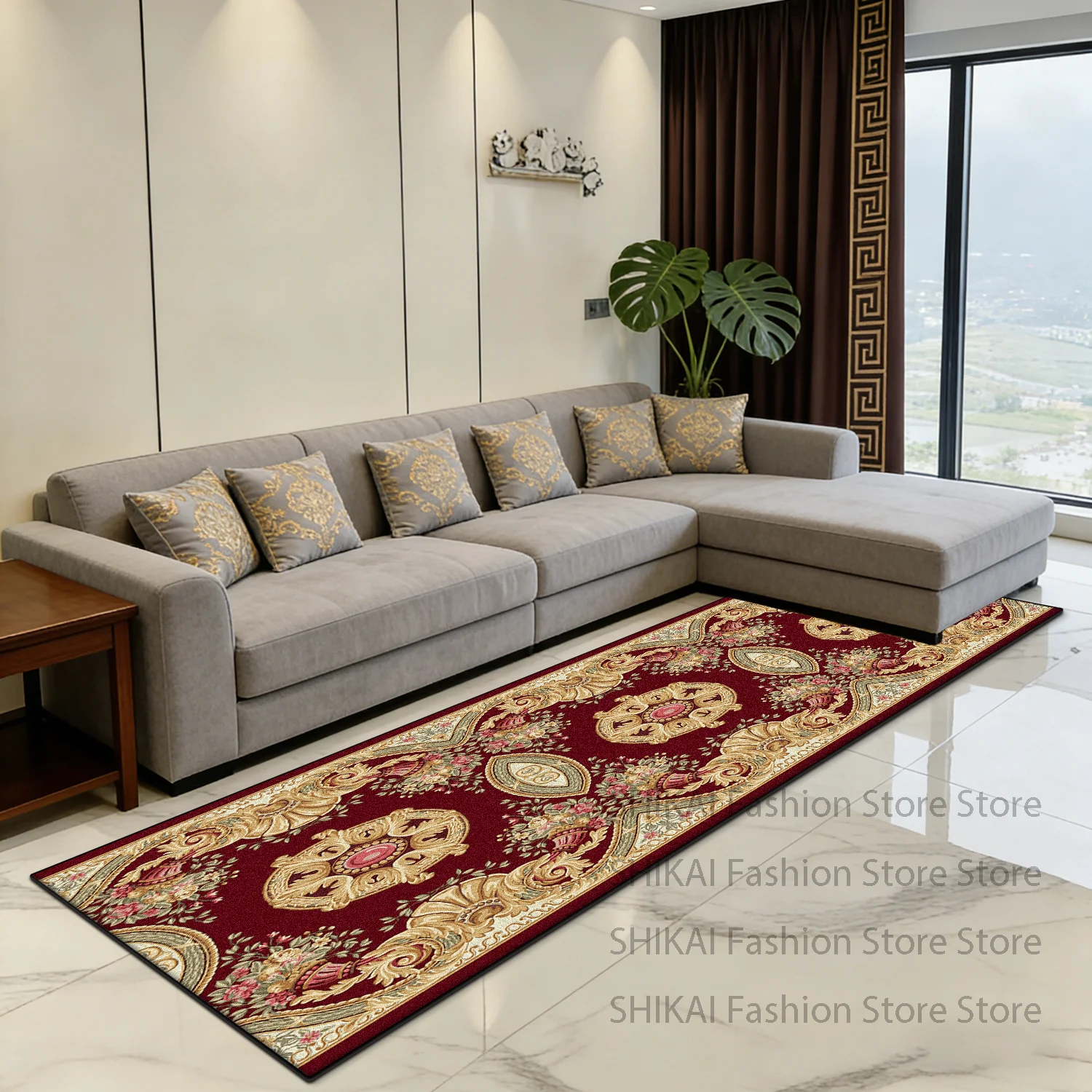 European Luxury Style Washable Long Corridor Carpet Decoration Doorway Non-slip Runner Rug Foldable Lint-free Sofa Floor Mats
