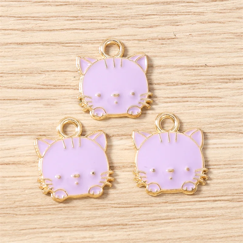 Tusember 20 Stück 14*15mm Niedliche Katzen-Anhänger Emaille Tier-Katzen-Charms für Ohrringe, Armbänder, Halsketten, Anhänger, Schmuckherstellung – Detail 6