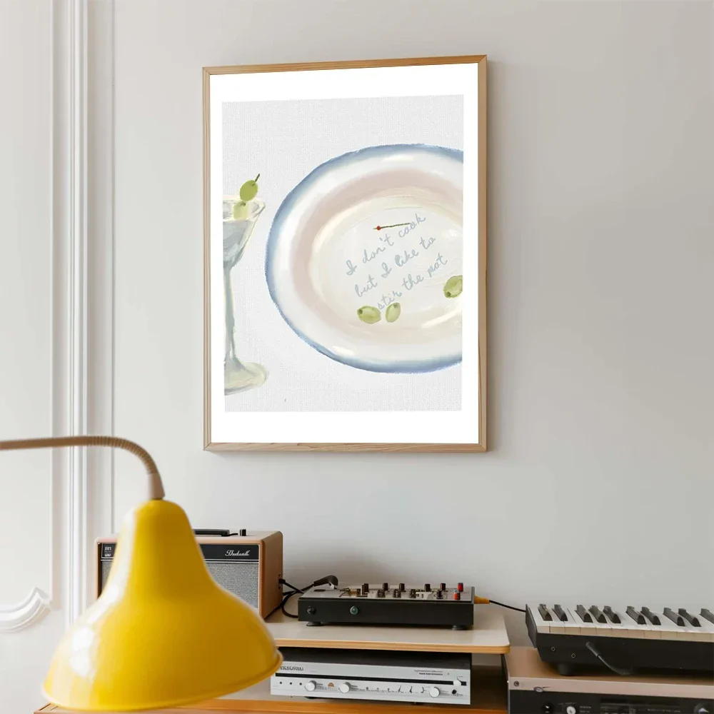 Canvas Painting Hand Drawn Style Cocktail And Kitchen Fruit Posters Bar Cart Prints Wall Art Home Room Minimal Decor Wall Dec