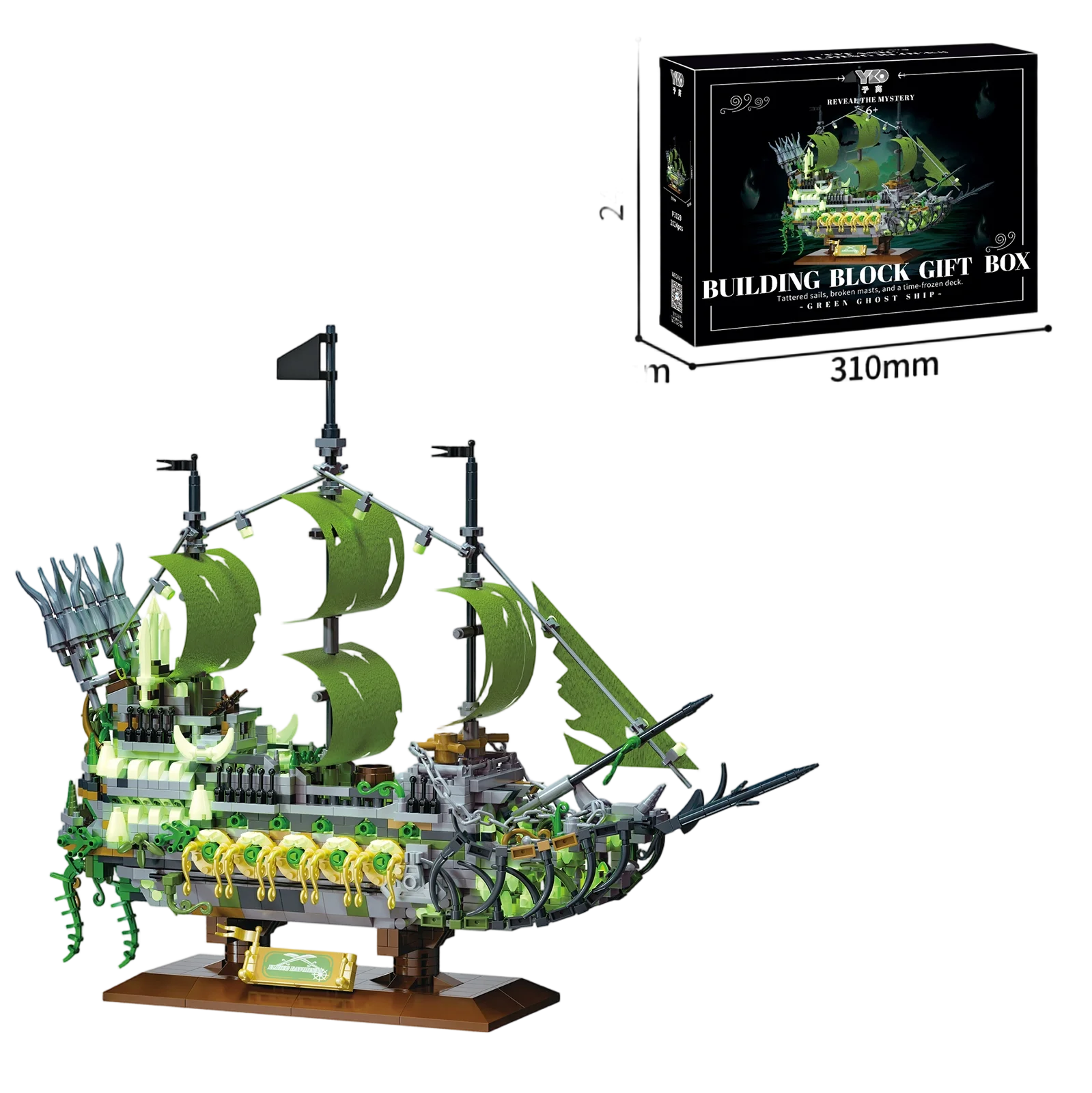 

Набор строительных блоков «Светящийся в темноте корабль-призрак» (2024 детали), конструктор «Пиратский корабль», креативный подарок на Хэллоуин и Рождество для детей