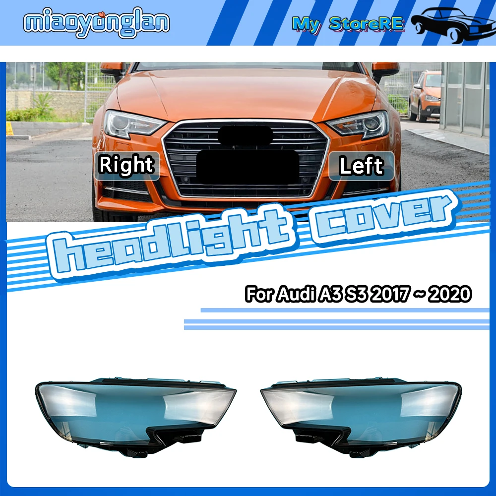 

For Audi A3 S3 2017 2018 2019 2020 Headlamp Cover Transparent Lamp Shade Headlight Shell Plexiglass Replace Original Lampshade