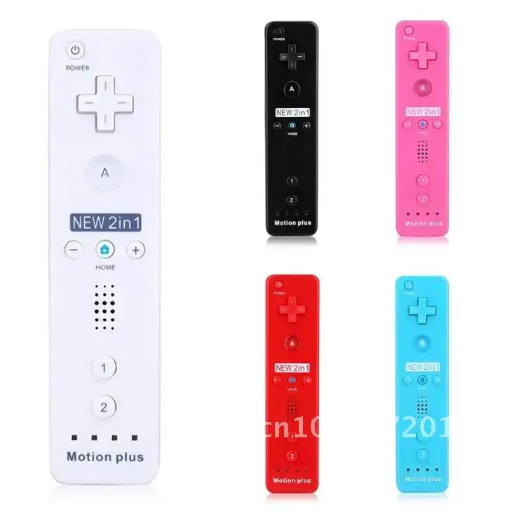 Wireless Nunchuck Gamepad 2 in 1 Built-in Motion Plus for Nintend Wii Game Remote Controller Joystick with Strap & Silicone Case