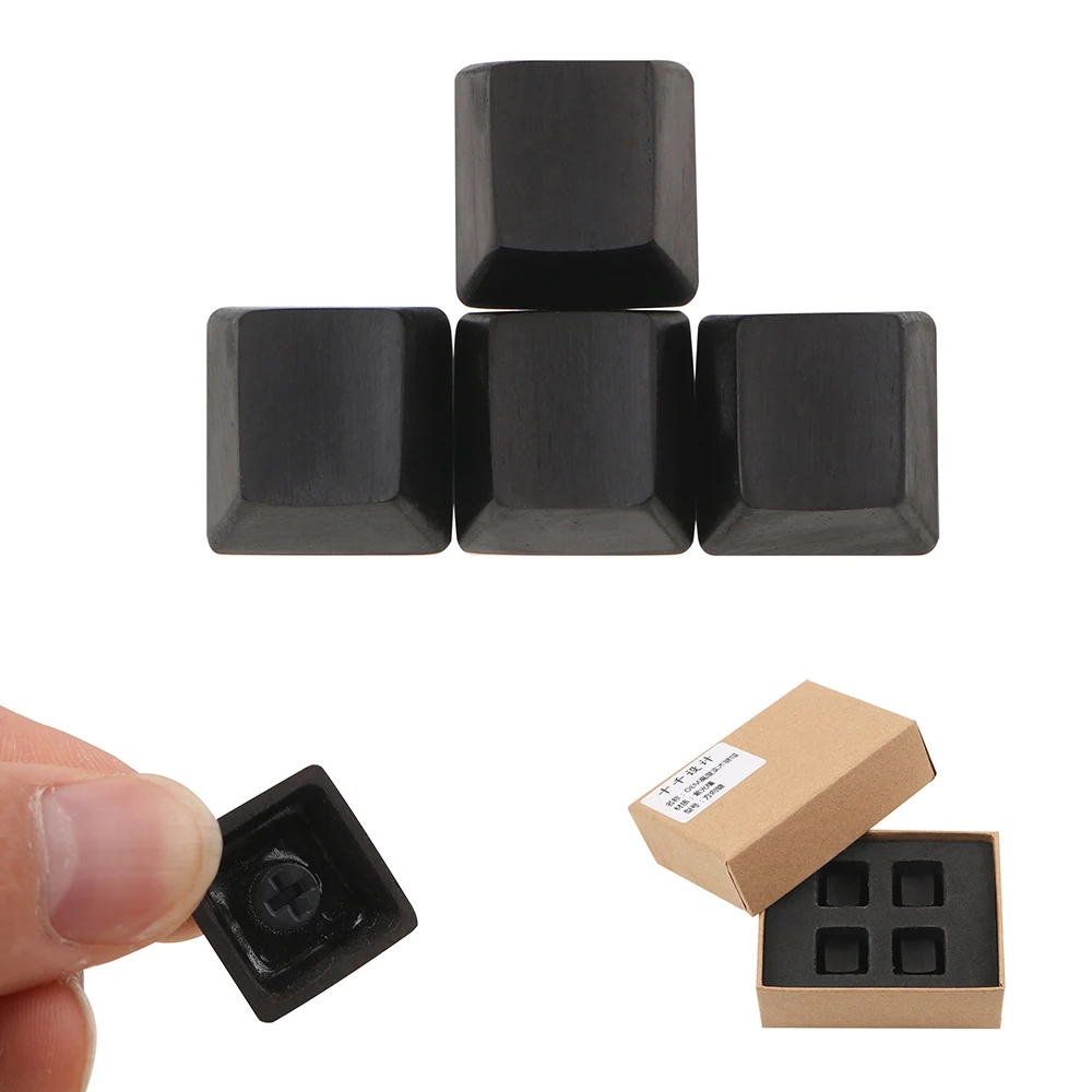 IDeal Solid Wood Direction Keycaps OEM Height Sandalwood Keycap Cross Axis Mehcanial Keyboard No Backlit Wooden Black Cap