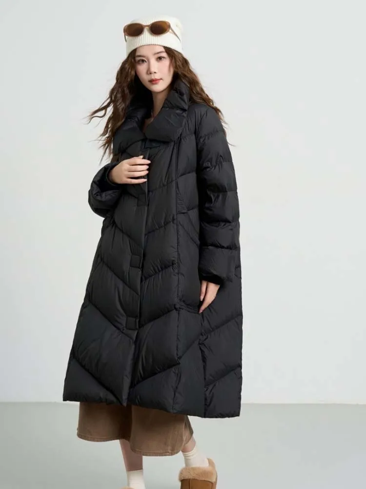 Mode Rollkragen unten jacke frauen 2025, Winter Dicke warme Lange puffer mantel Übergroßen Luxus Weibliche oberbekleidung INKEO DJ 527