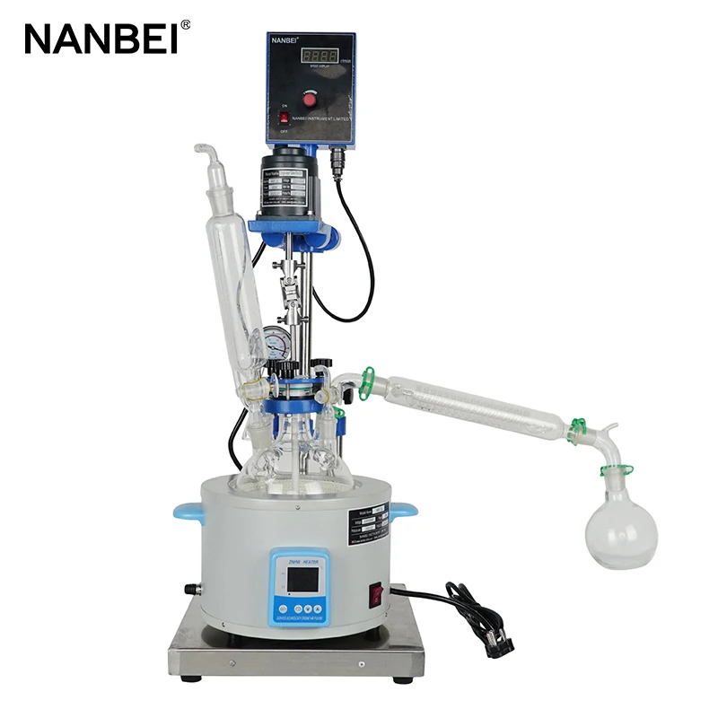 Chemistry Laboratory Equipment 5L Single Layer Glass Reactor With Heating Mantle