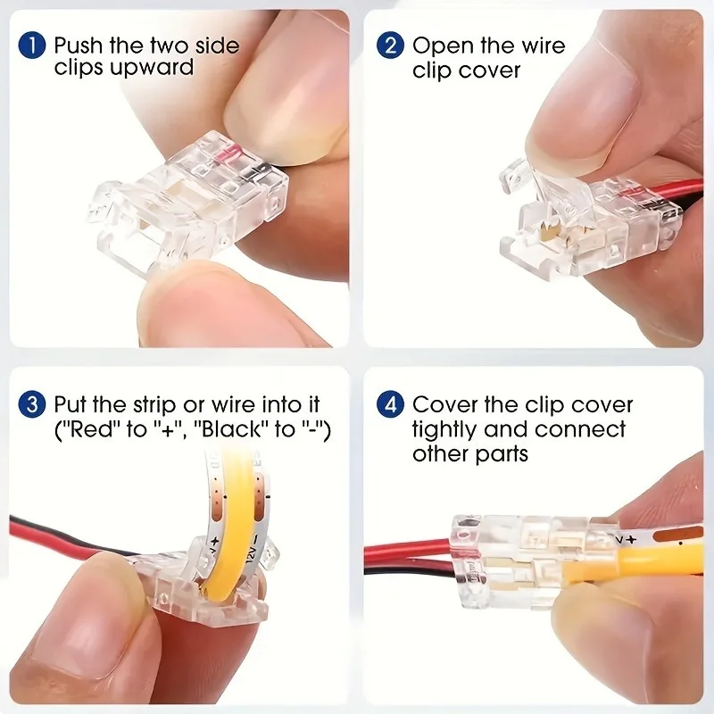 COB/SMD Lichtstreifen Spezieller Schweißfreier Verbinder 12V24V Niederspannungs-Schnellverbinder 8mm10mm Rechtwinklig Eckig Mittelstück – Detail 3