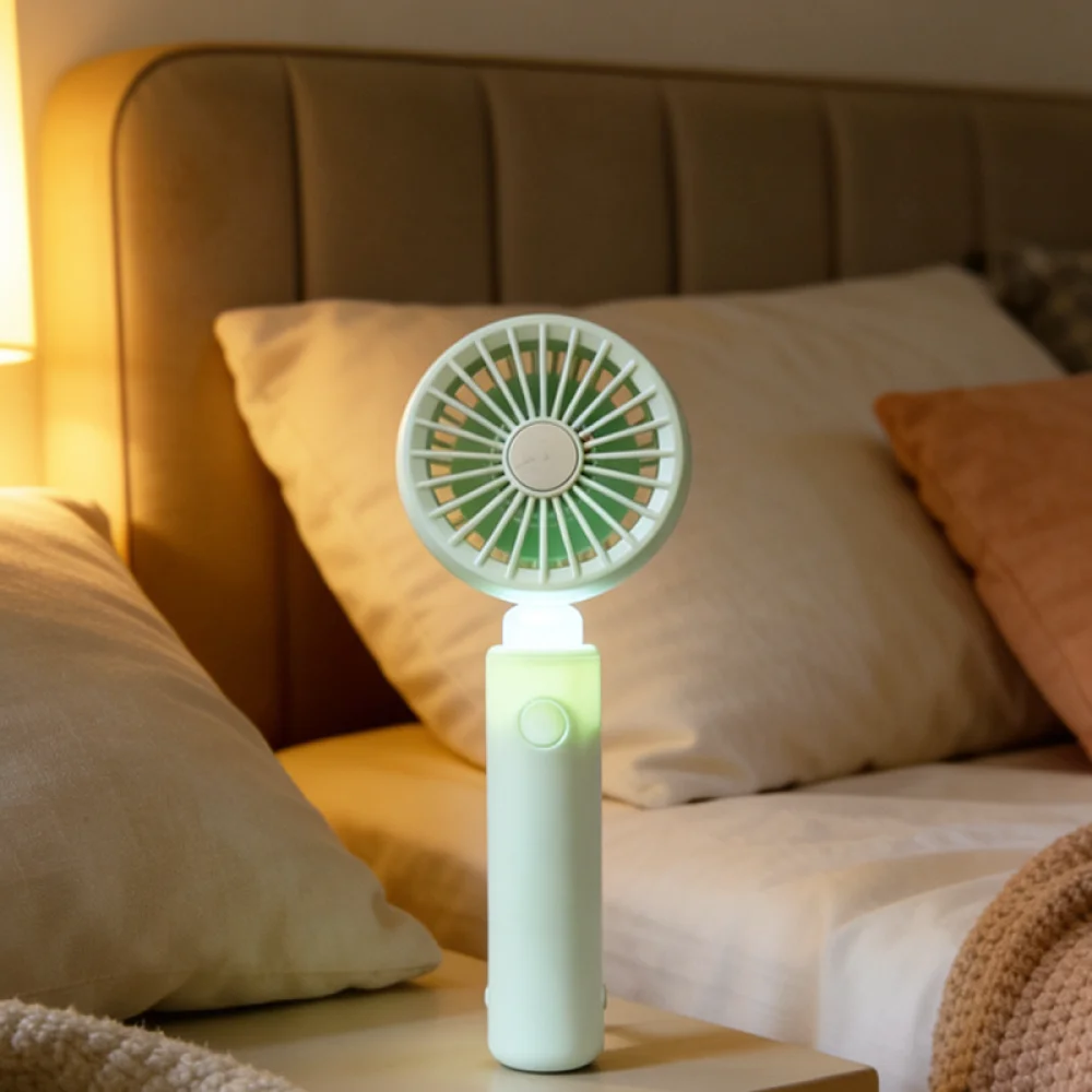 USB Powered Handheld Desktop Fan Portable Air Cooler With LED Night Light And Hanging Design Cooling Device