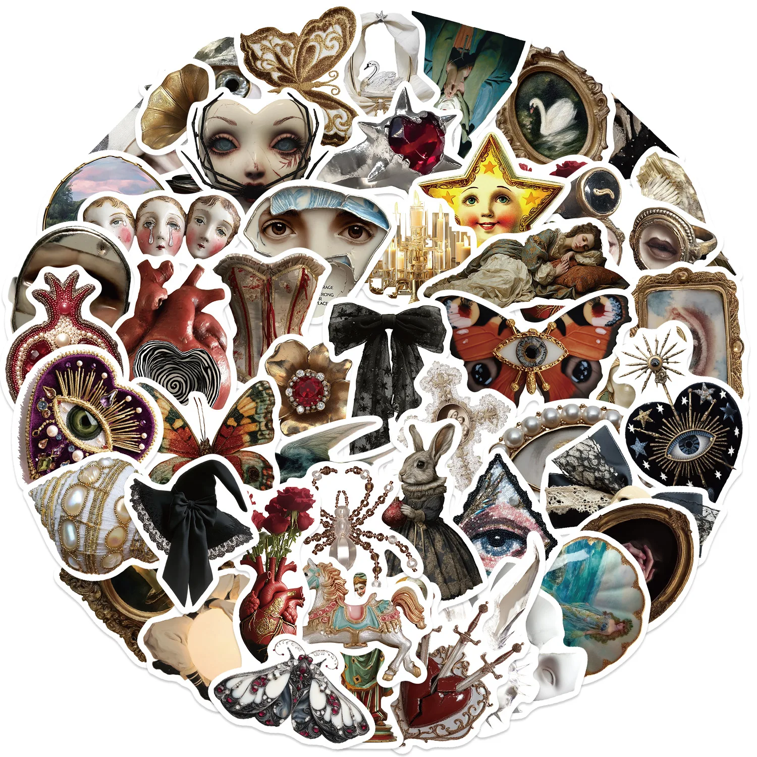 50Pcs Retro European Weird Micro Terror Stickers Decals For Phone Laptop Suitcase Notebook Skateboard Waterproof Stickers