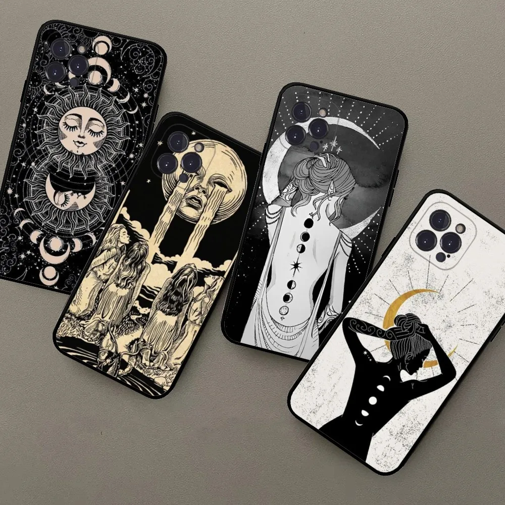 Witches Moon Tarot Mystery Totem Phone Case For iPhone 15 14 13 12 Mini 11 Pro XS Max X XR SE 6 7 8 Plus Soft Silicone Cover