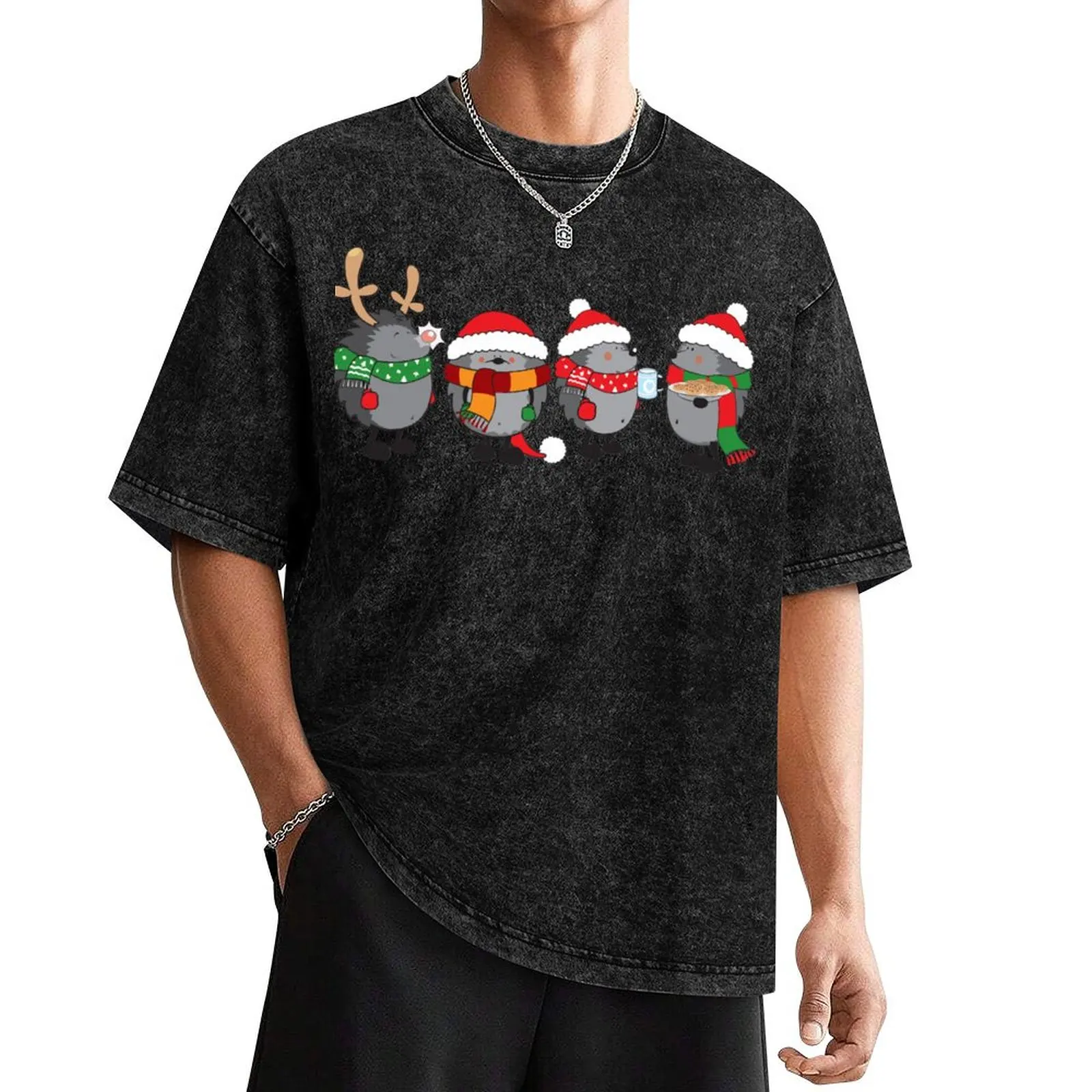 

Christmas hedgehogs T-Shirt tees shirts graphic tee T-shirts man mens white t shirts