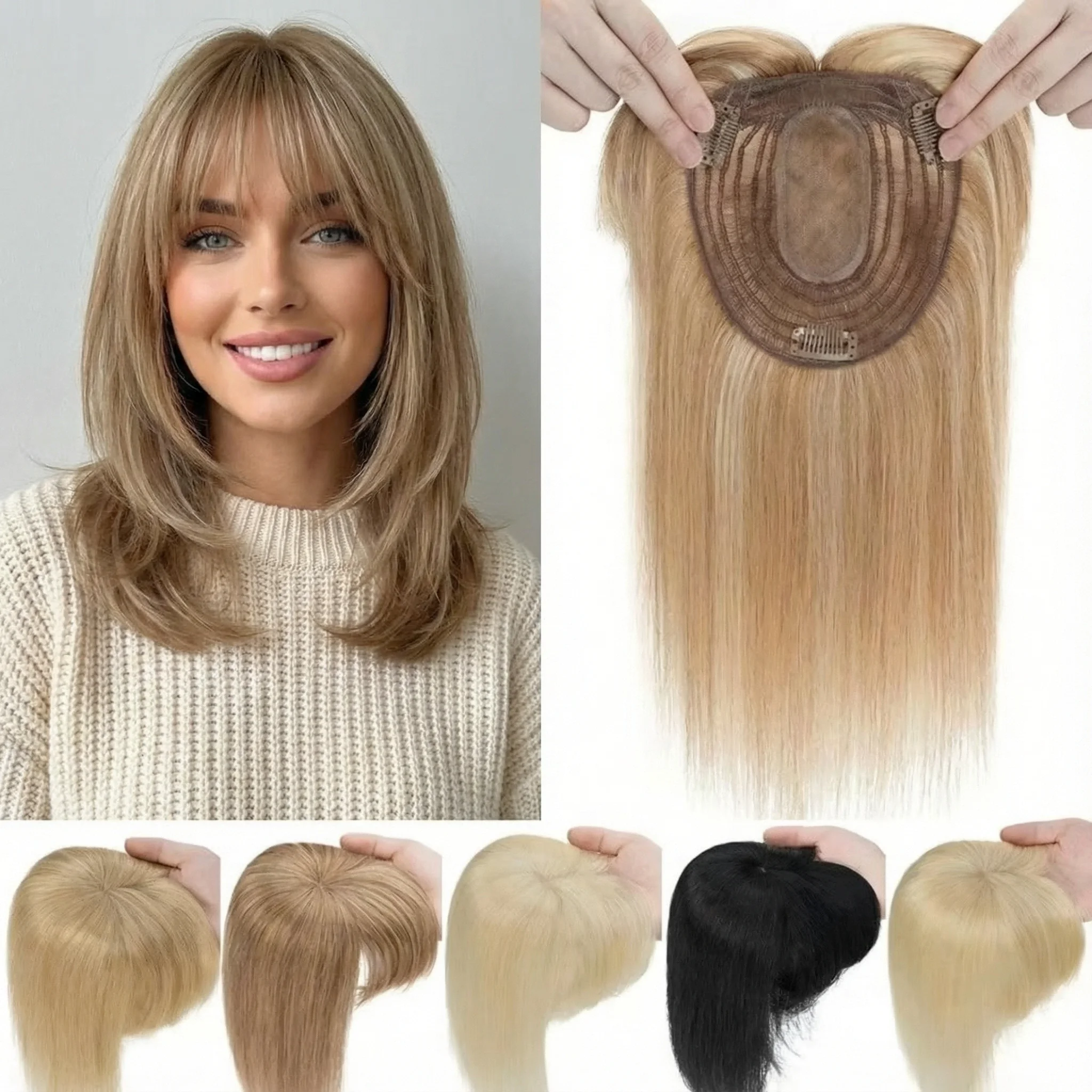 

Накладка-туппер машинного плетения для женщин, 100% натуральные волосы, легко надевается, дышащая сетка, несколько размеров, дропшиппинг