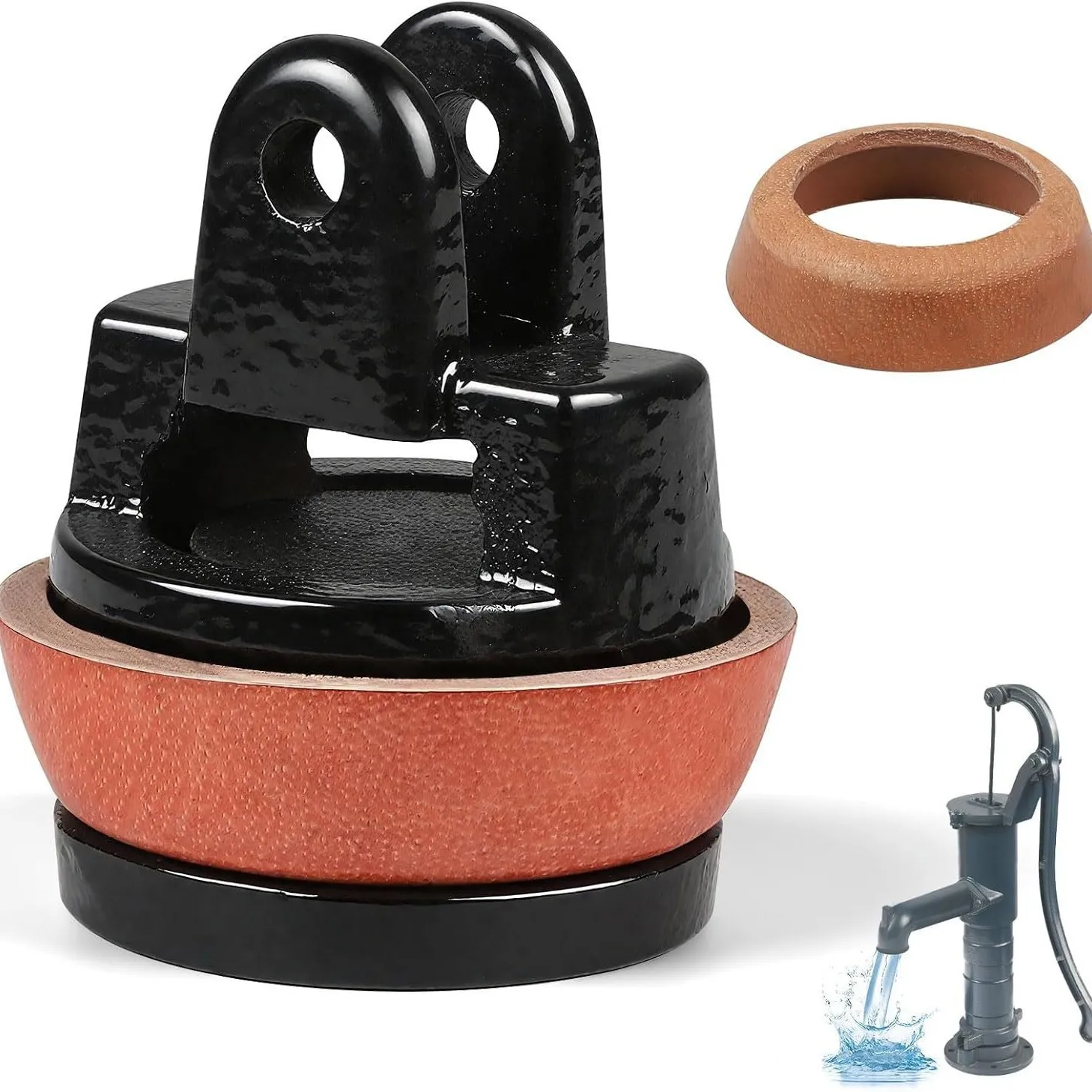 For Type 75 Replacement Piston with Leather Seal Cast Iron Part for Handle Pump Garden and Fountain Pump Repair Applications