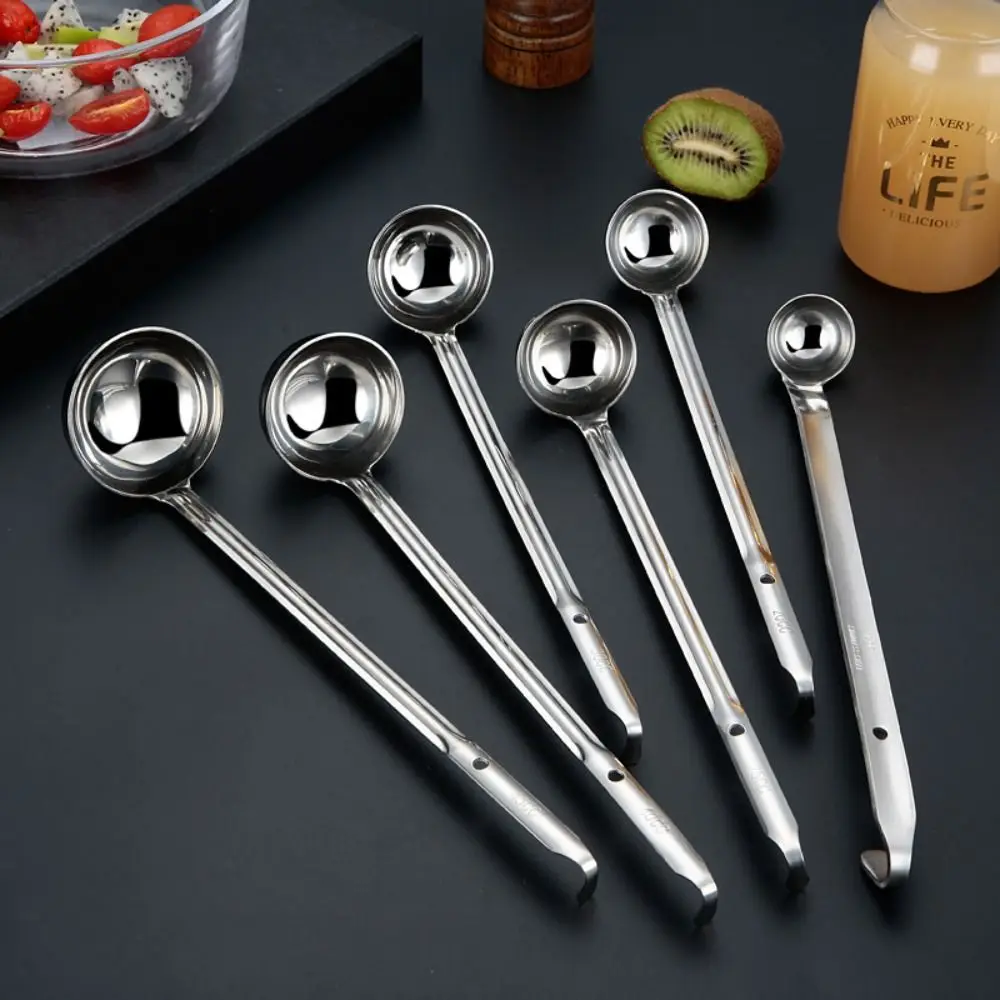 Long Handle Ramen Spoon Tablespoons Stainless Steel Round Dinner Scoop Thickened Multi-size Soup Ladle Hot Pot