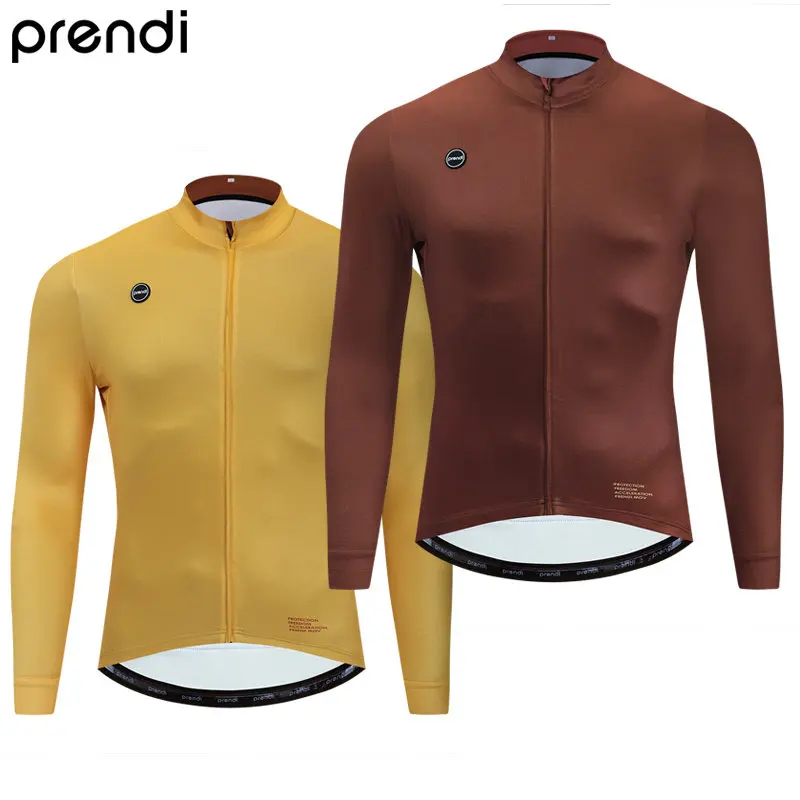 PRENDI Winter Thermal Fleece Men Cycling Jersey Long Sleeve Maillot MTB Pro Bike Clothing Breathable Jacket Warm Male Wear