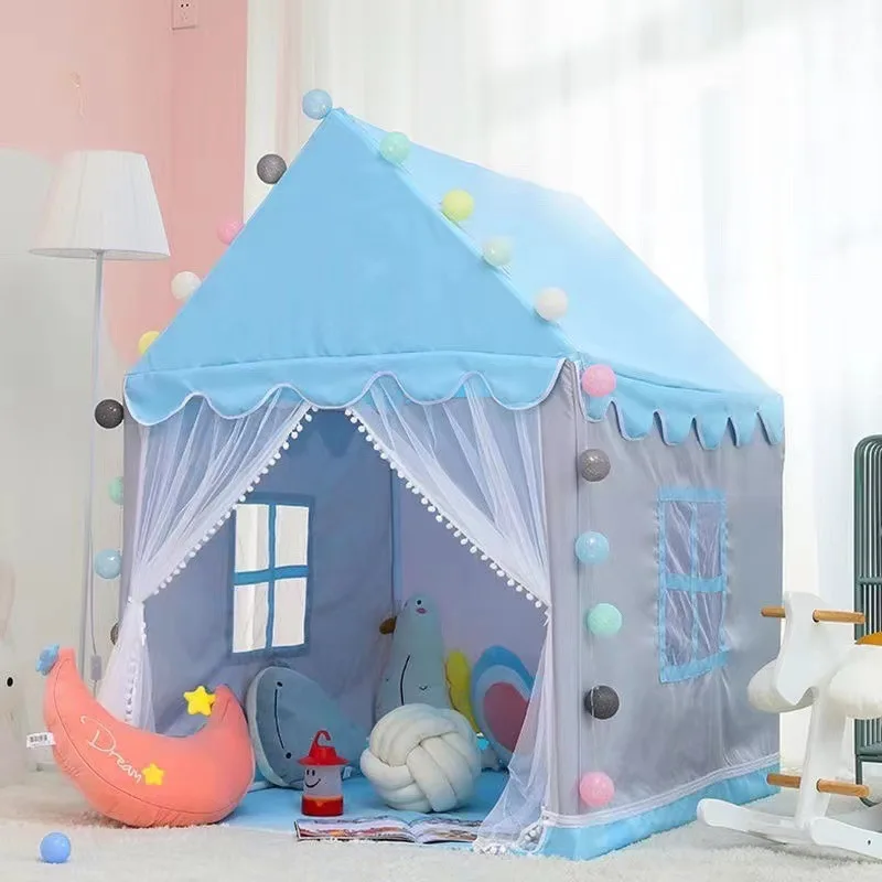 Duży namiot zabawkowy dla dzieci 1.35M Wigwam składane namioty dla dzieci Tipi Baby Play House Girls różowy zamek księżniczki wystrój pokoju dziecięcego