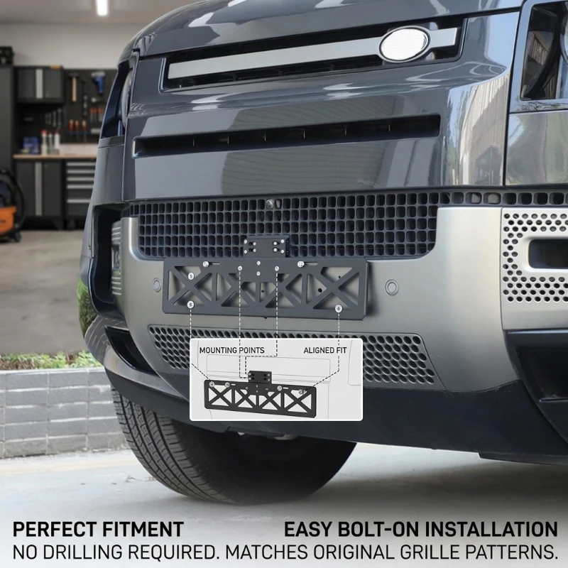 

Car Front Bumper License Plate Mounting Holder Bracket Car Accessories(UK version) For 2020-2026 Land Rover Defender 90 110 130