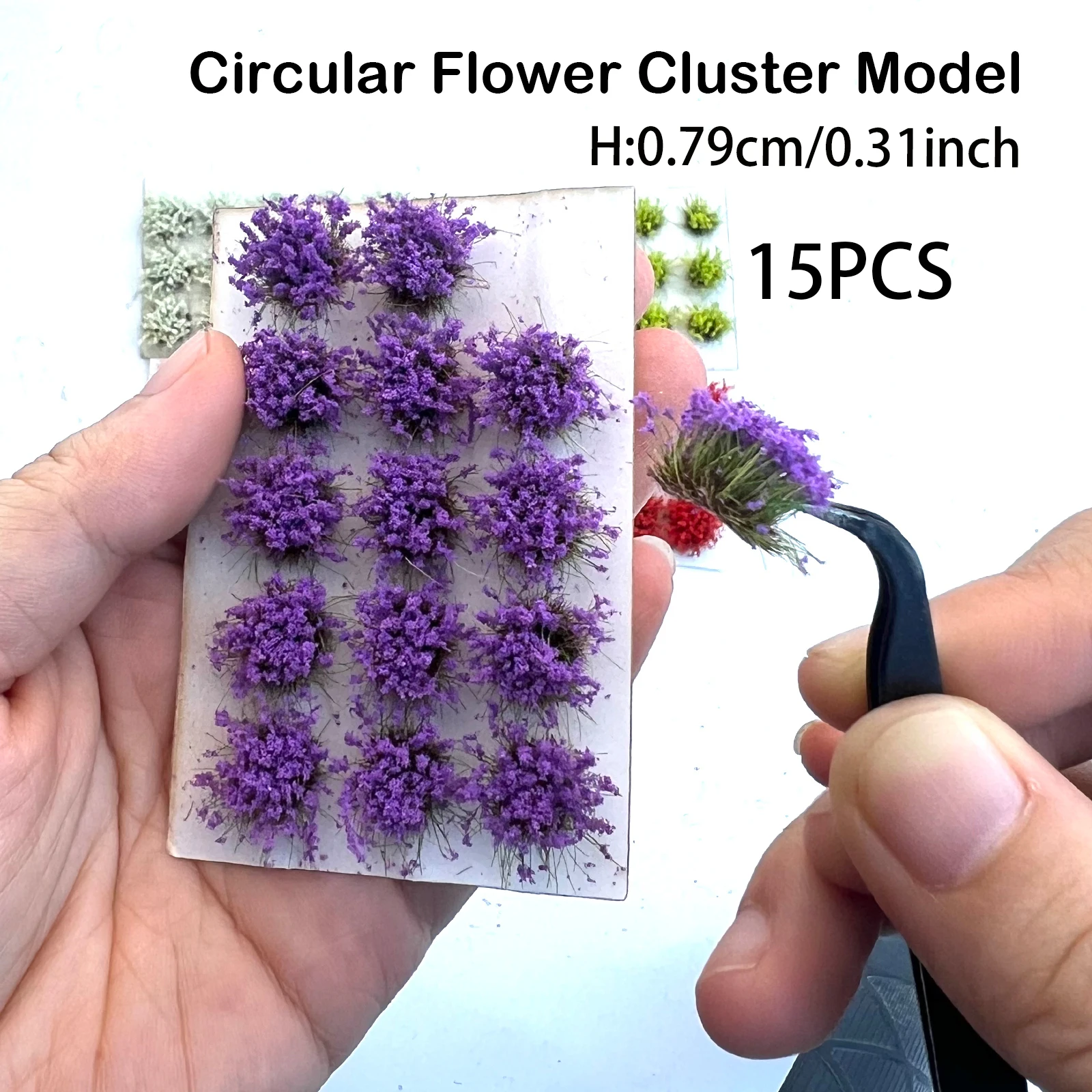 15 шт. 8 мм миниатюрные статические цветочные кластеры, аксессуары для диорамы, модель поезда, урна, поделки своими руками