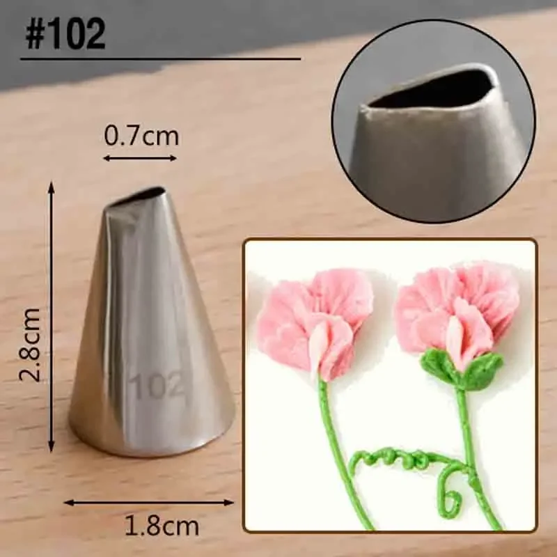 101S/101/102/103/104 Pastry Icing Piping Cake Nozzles Rose Flower Petal Stainless Steel Decorating Tip Cake Decorating Tools