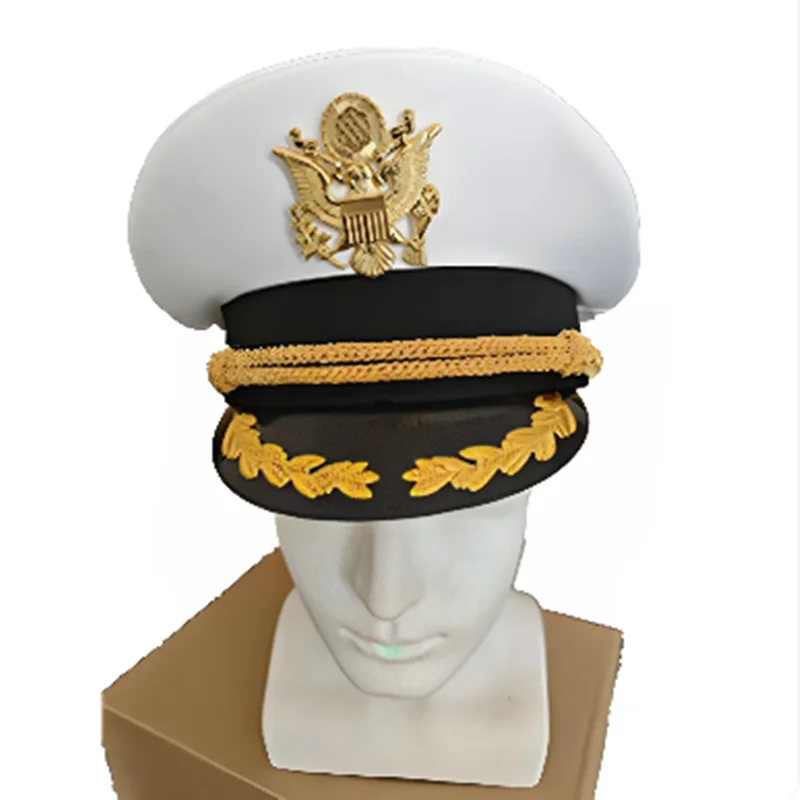 White Captain Sailor  Caps With Anchor Hat Eagle For Fancy Cosplay