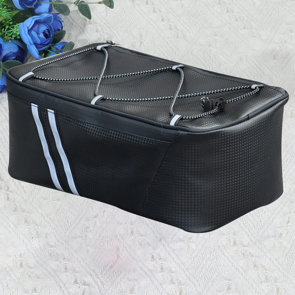 

1Pcs Waterproof Backseat Bag 8L PU Large Capacity Double Zipper Reflective Strip Bike Riding Accessory Storage