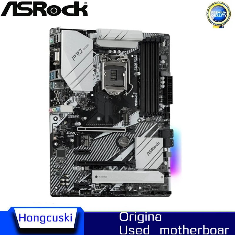 For ASROCK B460 Pro4 LGA1200 Used motherboard Original Desktop Intel B460 ATX Motherboard LGA 1200  i7/i5/i3 USB3.0 M.2