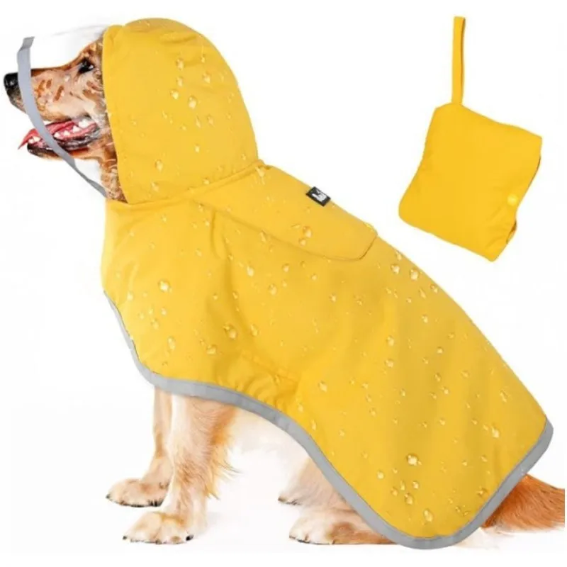 

Adjustable Transparent Hooded Double Layered Dog Raincoat with Reflective Strip Storage Bag and Dog Cape