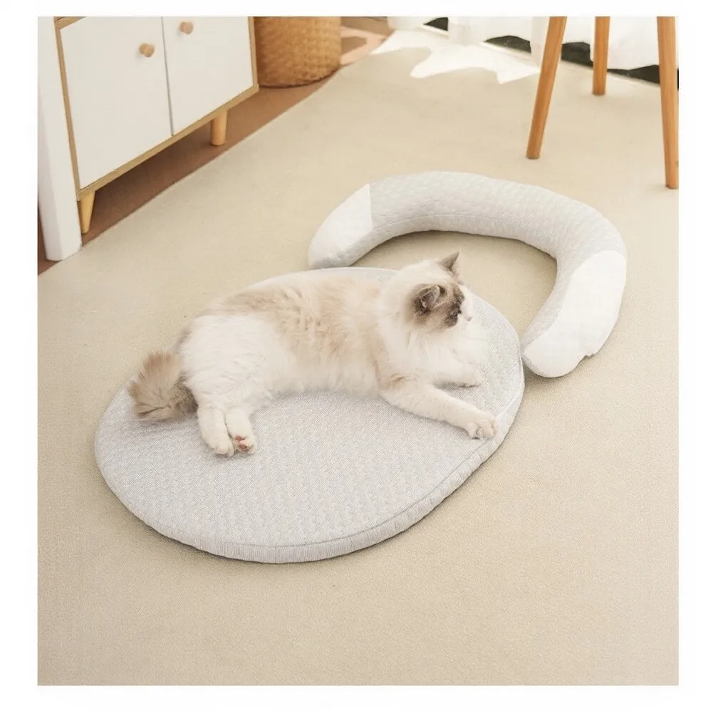Pet Cooling Pad with Supportive Removable Pillow 4 Size Variants Cool Fabric Machine Washable Floor Friendly Base