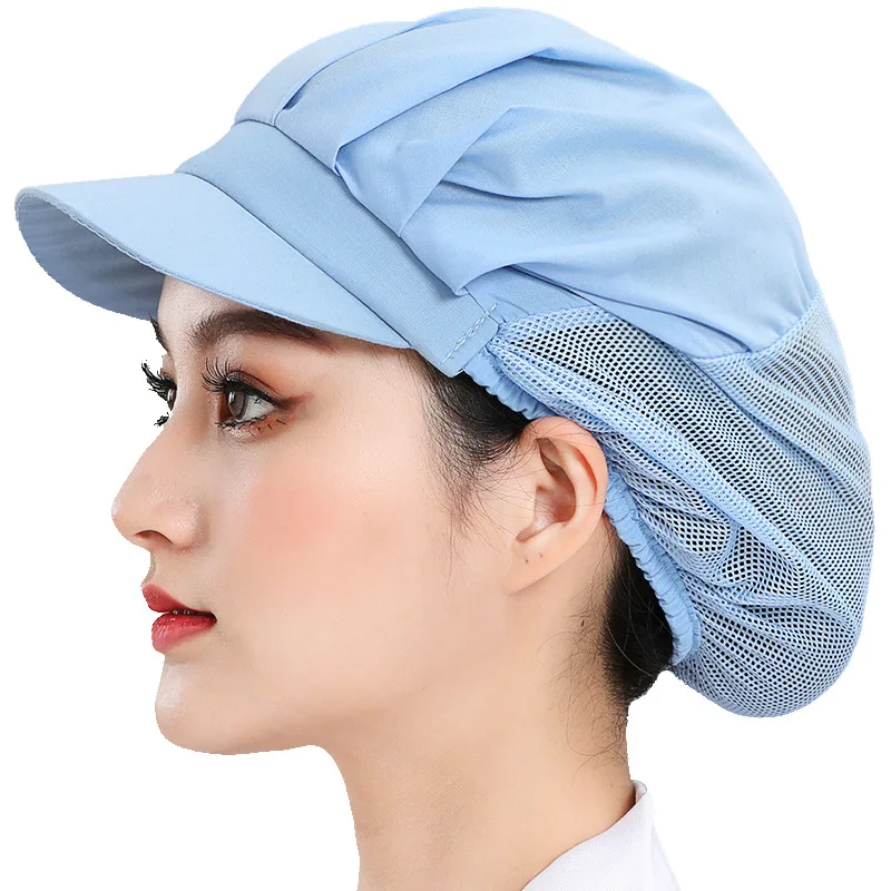Breathable Mesh Chef Cap For Food Factory Canteen Kitchen Dust Oil Proof Hair Protection Work Hat