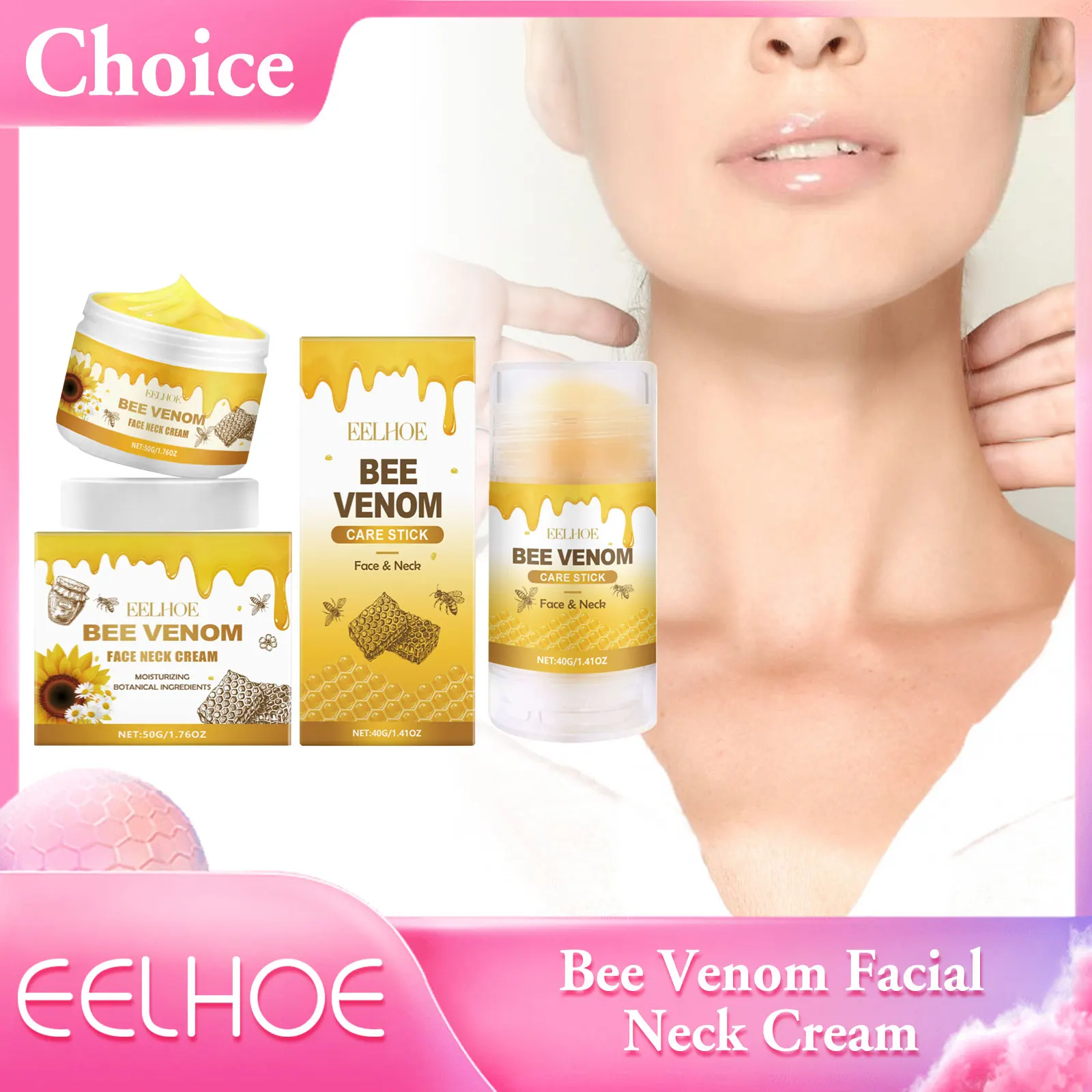 Crema facial de veneno de abeja, crema reafirmante para el cuello, reafirmante, decoloración de líneas finas, crema hidratante suavizante para eliminar manchas, productos para el cuidado de la piel