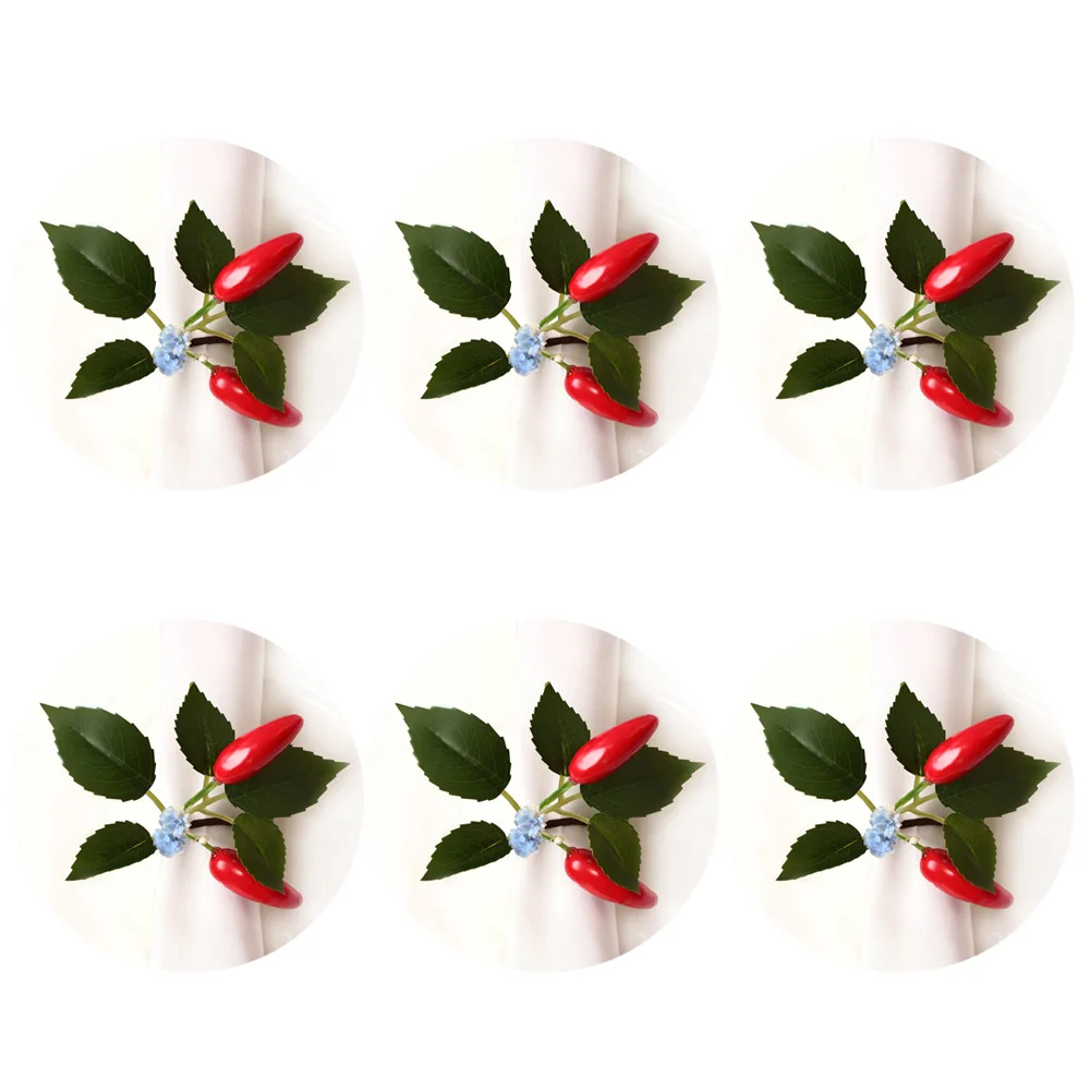 

6pcs/lot New Napkin Ring Simulation Plant Red Pepper Napkin Buckle Harvest Festival Napkin Ring