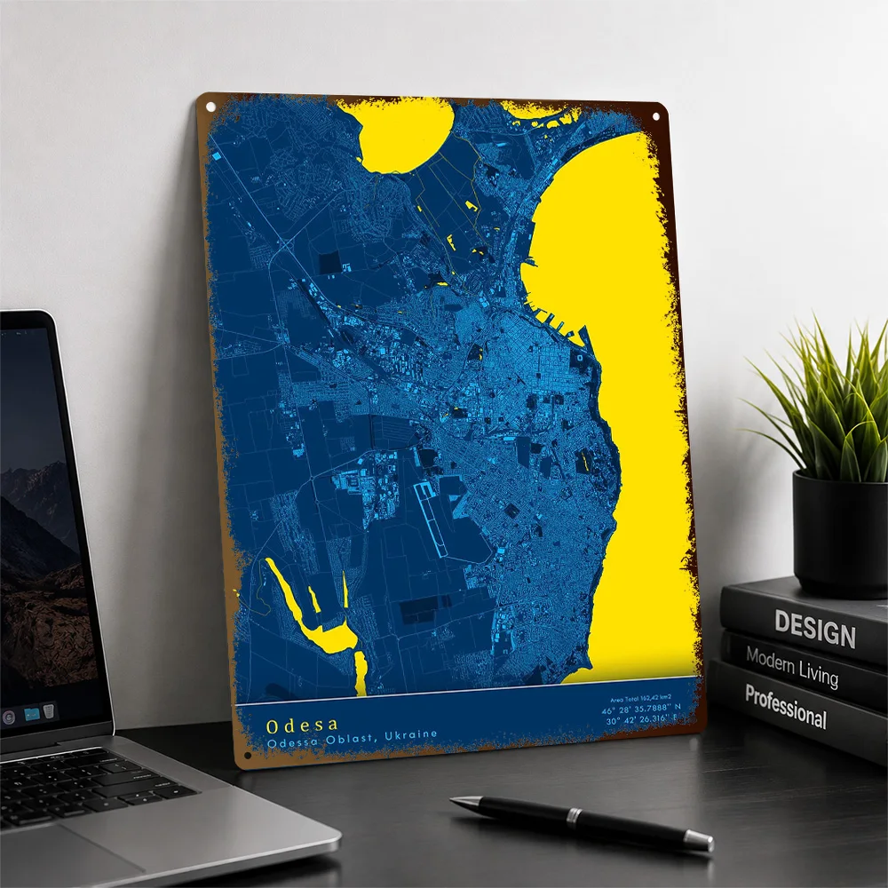Odesa Odessa Oblast Aluminum Poster Personalized Metal Sign Bold Modern Cartography Wall Art Enhances Home Offices And Studies