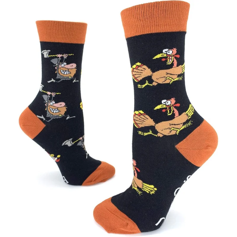 

Thanksgiving Turkey Fun Black Round Neck Long Socks