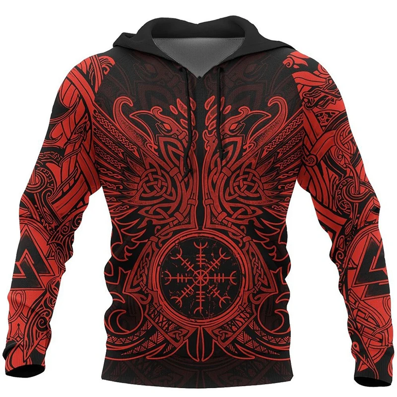 

Mens Hoodies Vikings eagle Tattoo Fashion Animal pattern 3D Printed Style Casual Harajuku Hip Hop Pullover Oversized Sudaderas