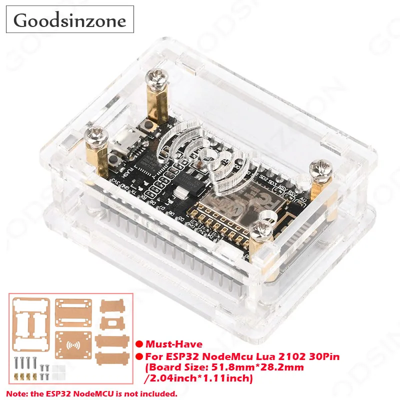 

Прозрачный акриловый защитный чехол для корпуса ESP32 NodeMCU Lua CP2102, ESP32 со стойками и винтами | Легко доступа своими руками