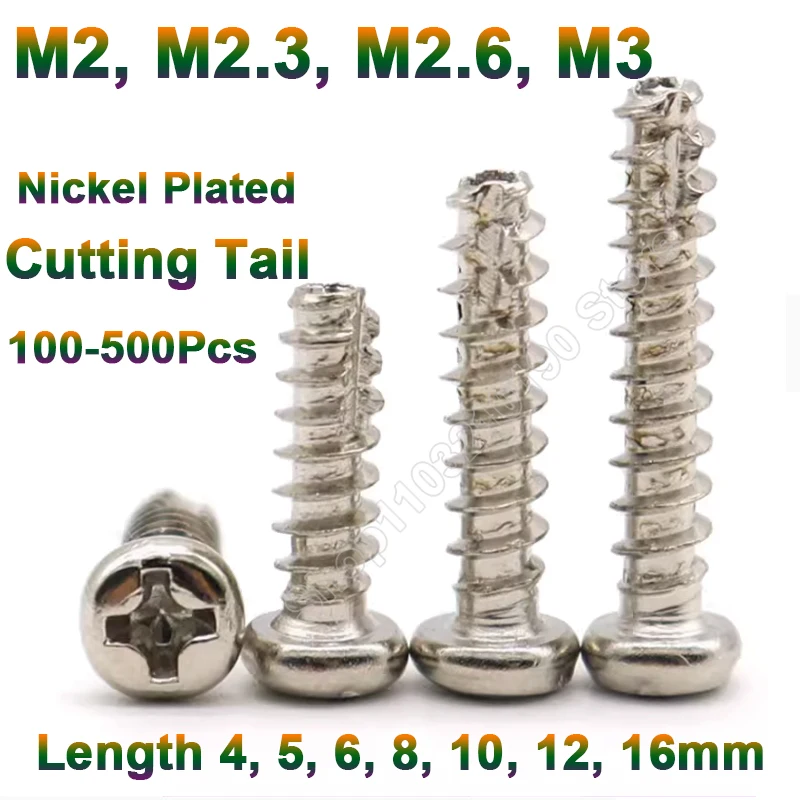 M2 M2.3 M2.6 M3 فيليبس جولة رئيس قطع الذيل الذاتي التنصت المسمار الصليب عموم رئيس شقة الذيل الموضوع قطع المسمار طول 4-16 مللي متر
