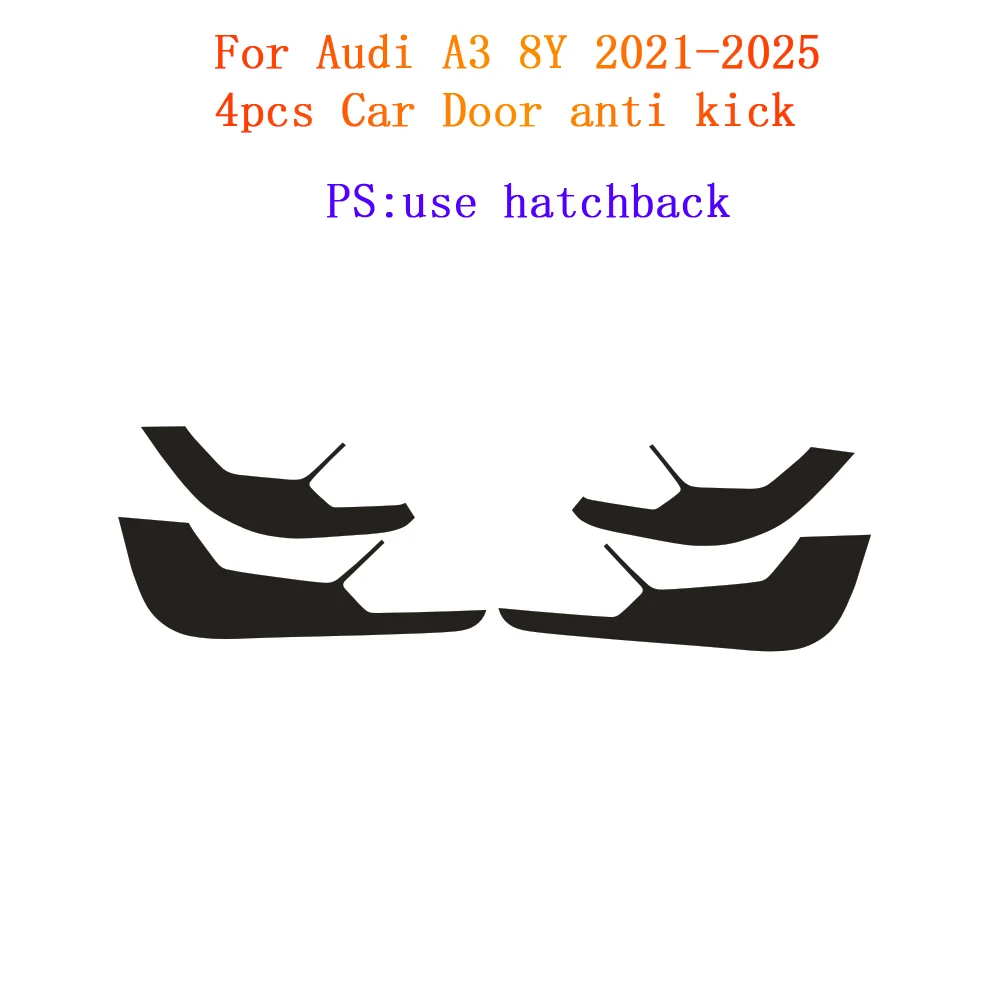 For Audi A3 8Y 2021-2025 Hatchback Carbon Fiber Sticker 4pcs Car Door Anti-Kick Pad Stickers Protector Films