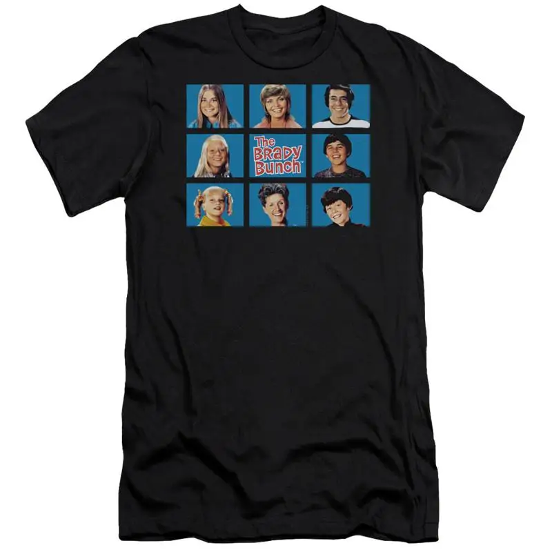 The Brady Bunch Camiseta de lona premium familiar enmarcada negra